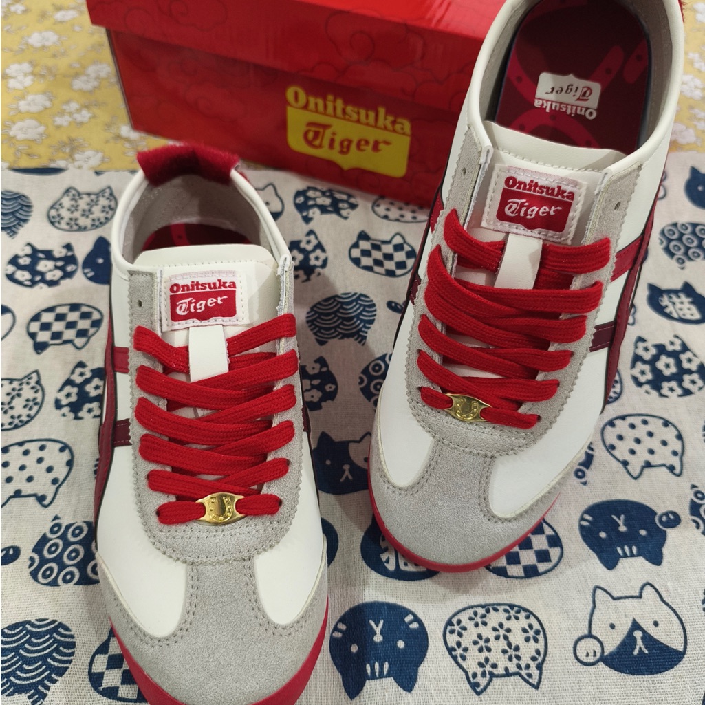 Onitsuka Tiger White Sneakers With Red Accents
